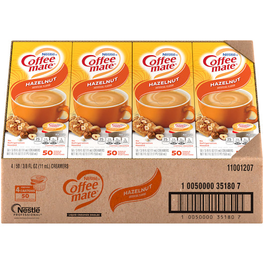 Coffee-Mate Hazelnut Single Serve Liquid Creamer, .375 Ounces Per 